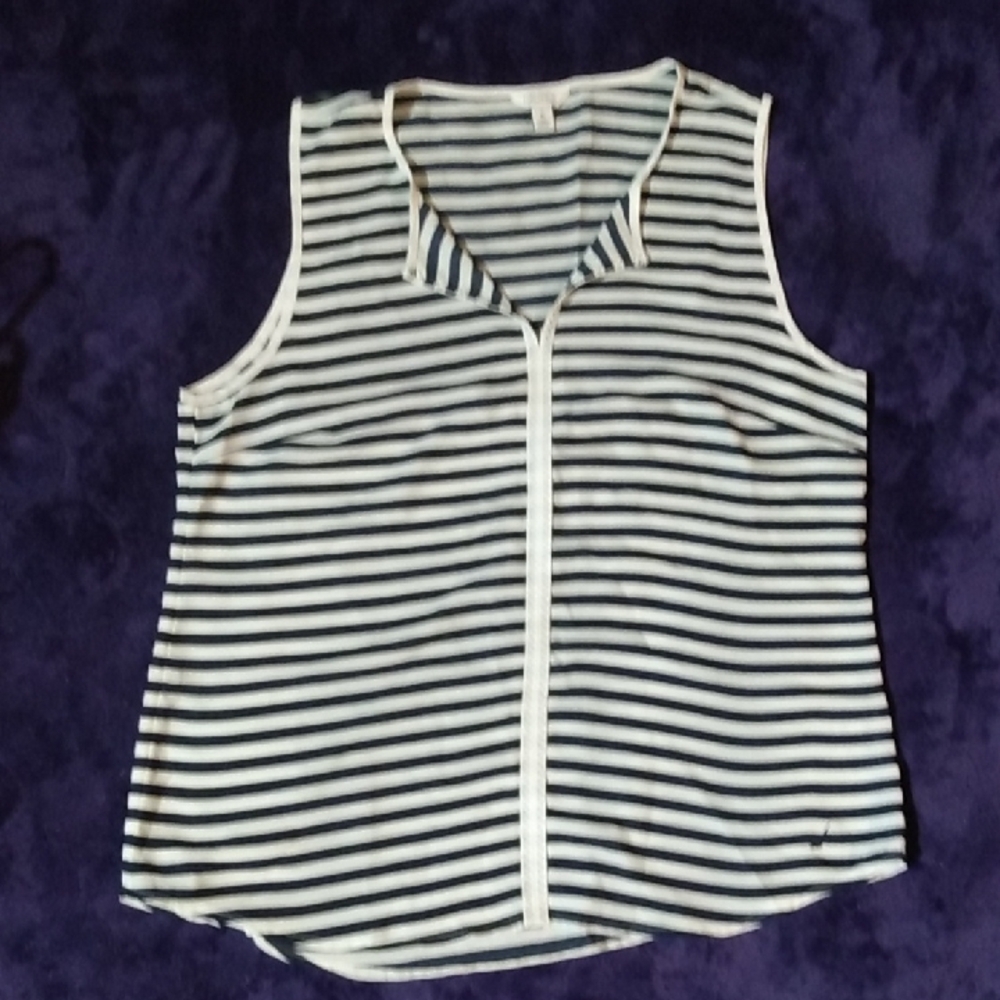 Nautica Striped Sleeveless Top in Navy and White